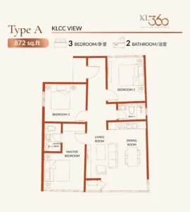 KL360 Type A 872sqft 3r2b