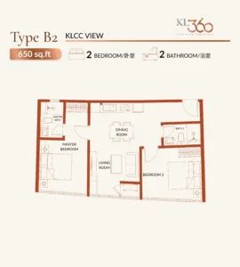 KL360 Type B2 650sqft 2r2b