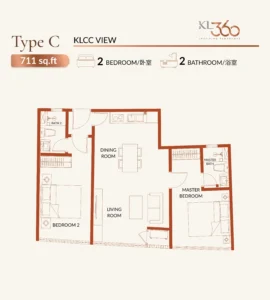 KL360 Type C 711sqft 2r2b