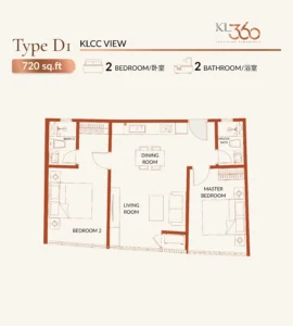 KL360 Type D1 720sqft 2r2b
