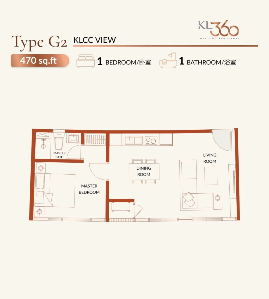 KL360 Type G2 470sqft 1r1b