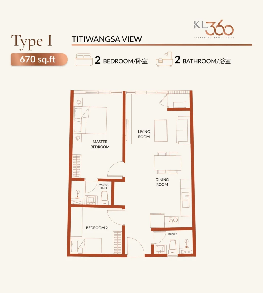 KL360 Type I 670sqft 2r2b