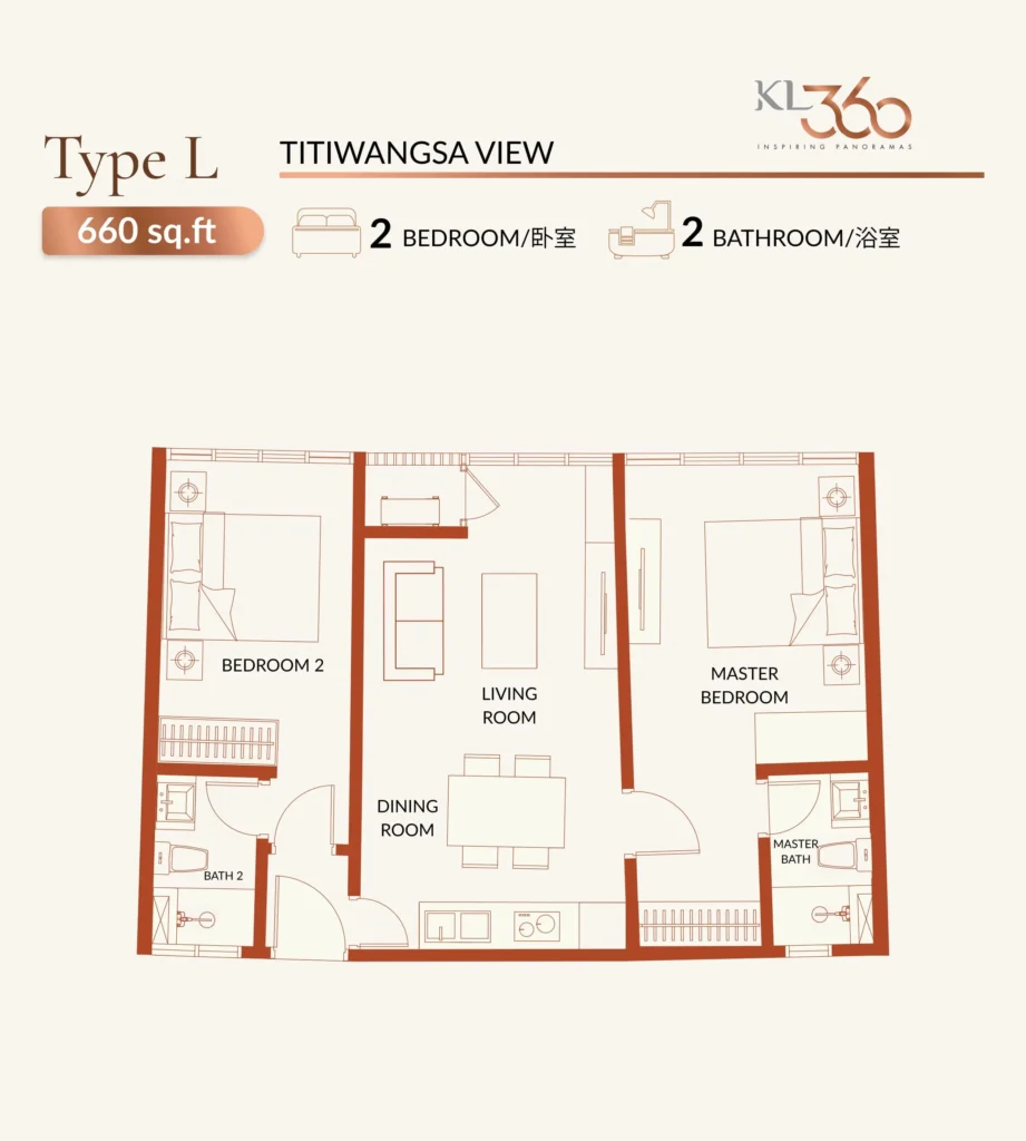 KL360 Type L 660sqft 2r2b