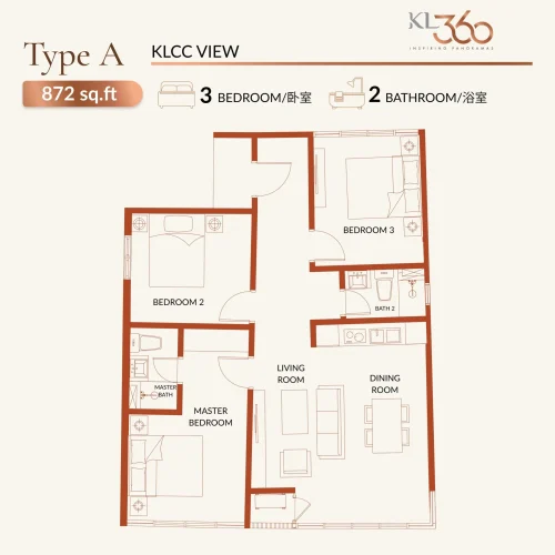 KL360 Type A 872sqft 3r2b