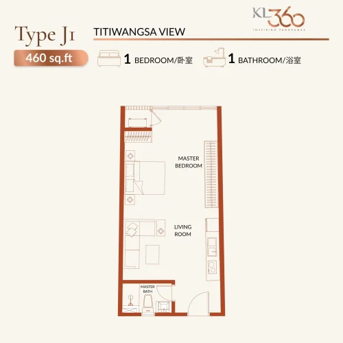 KL360 Type J1 460sqft 1r1b