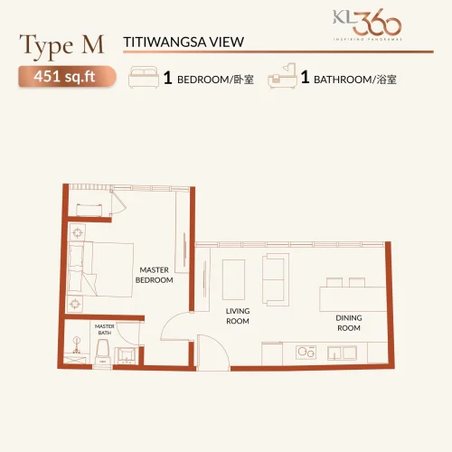 KL360 Type M 451sqft 1r1b